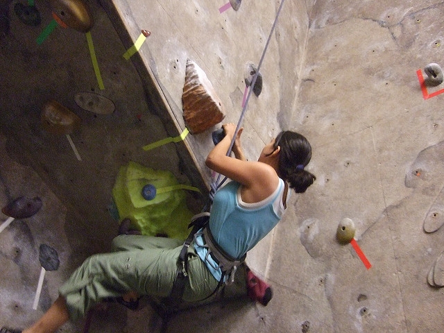  climbing on the climbing wall 